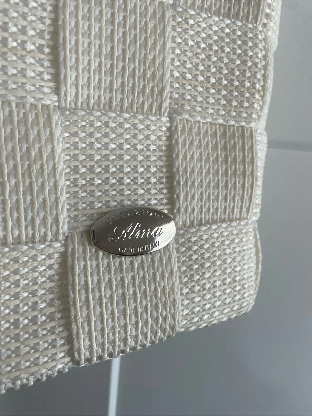 Creazioni Alma Made in Italy Ivory Woven Tote Shoulder Bag Quiet Luxury